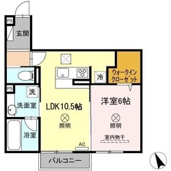 Ｄ-ｒｏｏｍ中筋　Ⅱ棟の物件間取画像